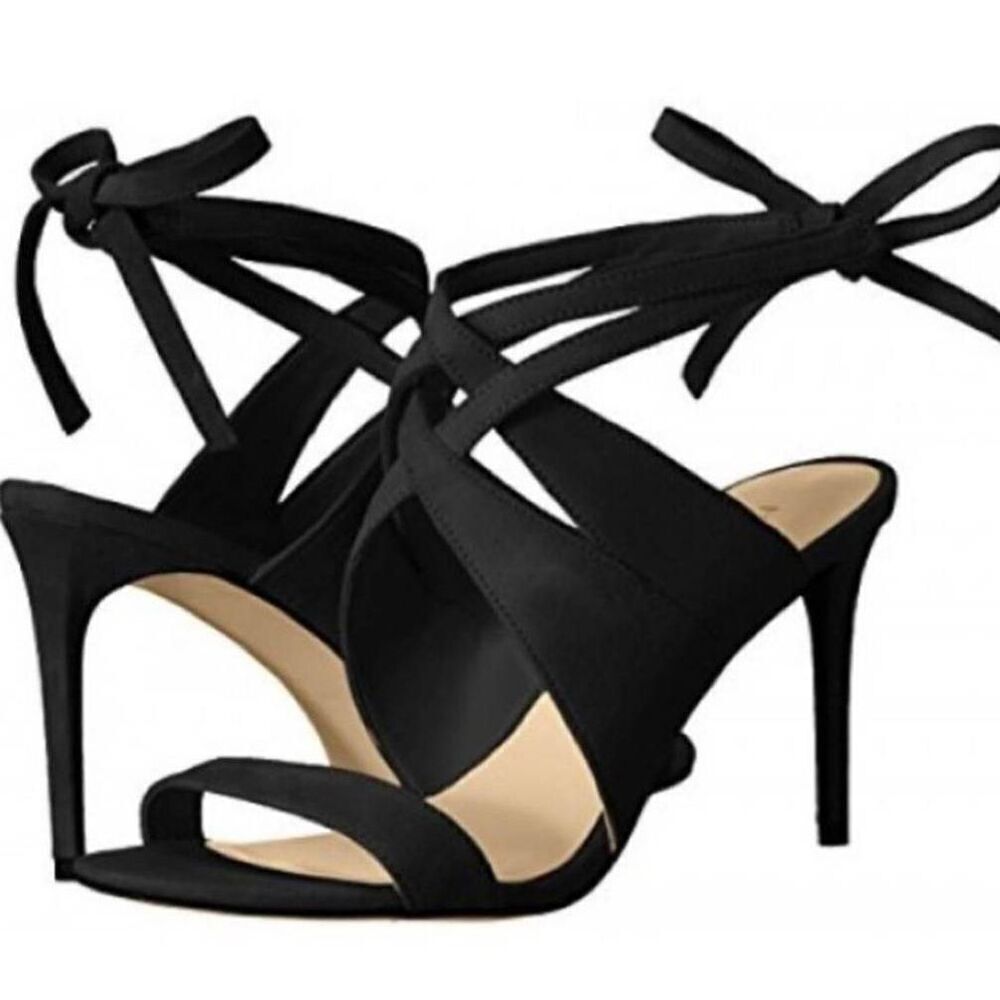 NINE WEST Ronnie Strappy Black Stiletto Heeled Sandal Size 6M
